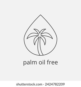 Palm Oil Free Icon. No palm oil sign. Marking for unavailability of harmful food ingredient. Vector illustrtion