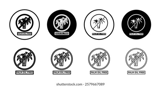 Palm oil free icon Outline thin set pack series