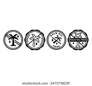 palm oil free icons symbol sign badge vector design black white color template isolated