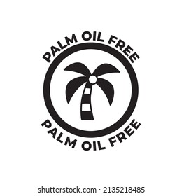 Palm oil free label icon in black flat glyph, filled style isolated on white background