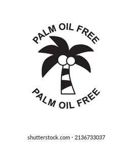 Palm oil free label icon in black flat glyph, filled style isolated on white background