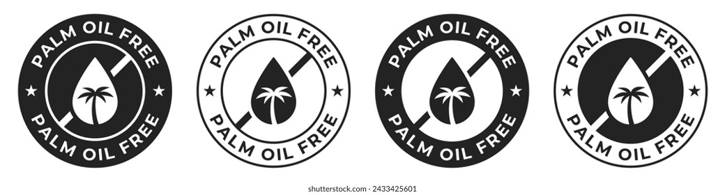 Etikett für Palmöl-freie Ware. Kein Palmöl-Symbol. Keine Allergen Vektor-Illustration für Produktverpackung Logo, Zeichen, Symbol oder Emblem. Fettfreie Plakette isoliert.