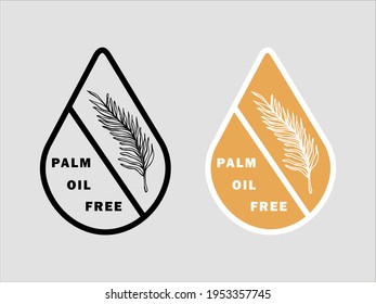 Palm oil free logo icon. Logo label for healthy food or cosmetic product package - stock vector