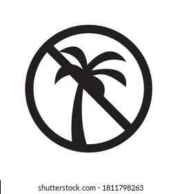 Palm oil free and no palm oil logo icon. Vector logo label for healthy food or cosmetic product package. Black icon sign design element, red and green available.