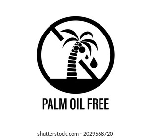 Palm oil free vector icon. Product-free allergen substance symbol. No palm oil vector icon. Food intolerance stock vector illustration for printing on food packaging.
