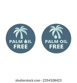 Palm oil free vector label. No palm oil circle colorful sticker.