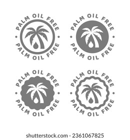 Palm oil free vector label. No palm oil circle stamp or sticker.