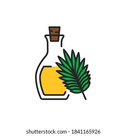 Palm oil glass bottle color line icon.
