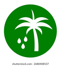Icono de aceite de palma. Palmera y gota de aceite simple símbolo insignia color verde Clip Ilustración vectorial de arte