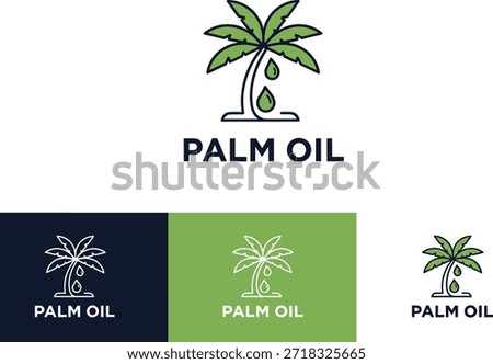 Palm Oil Logo with Stylized Tree and Oil Drops