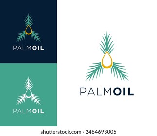 Palm oil logo. Palm tree with oil icon logo design illustration.