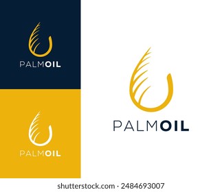 Palm oil logo. Palm tree with oil icon logo design illustration.