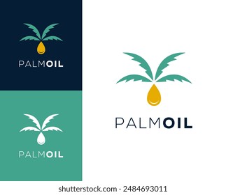 Logo de Palm Oil. Palm tree con ilustración de diseño de logotipo de icono de aceite.