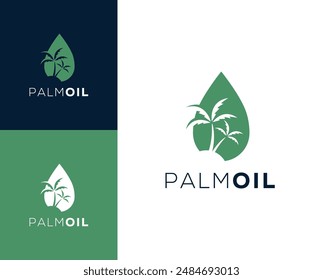 Logo de Palm Oil. Palm tree con ilustración de diseño de logotipo de icono de aceite.