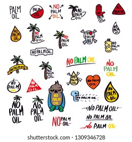 palm oil sign in vector set compilation