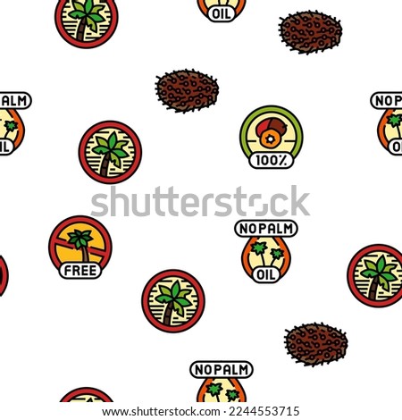palm oil tree leaf plant vector seamless pattern thin line illustration