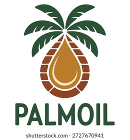 Plantilla del logotipo del Vector del aceite de palma con el color verde y marrón conveniente para la marca orgánica de los bienes de la agricultura natural y el diseño respetuoso del medio ambiente de la identidad