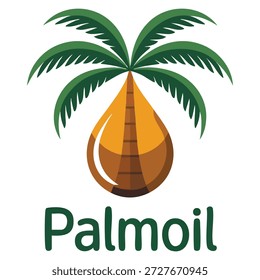 Plantilla del logotipo del Vector del aceite de palma usando el color verde y marrón conveniente para la marca orgánica del producto de la agricultura de la naturaleza y los gráficos respetuosos del medio ambiente naturales de la identidad