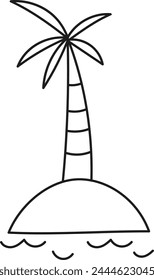 Palm On Beach Doodle Ilustración vectorial