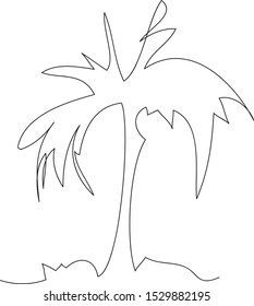 Palm. One continuous line art. Vector illustration. Summer and treavel concept design.