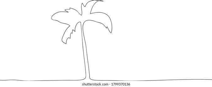 Palm. One continuous line art. Drawing. Element on white background.