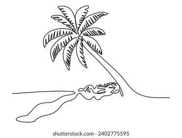 Palm one, line drawing vector illustration.