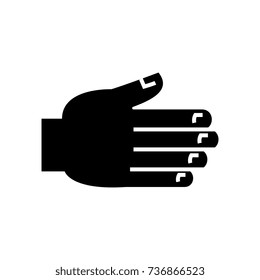 palm open - greetings - grabbing - reaching icon, vector illustration, black sign on isolated background