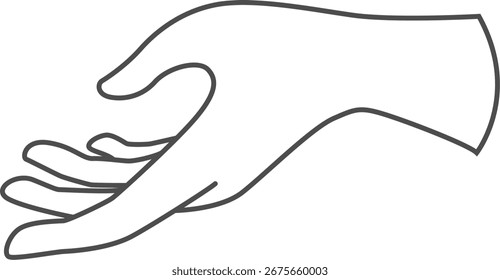 Palm Open Hand Finger Gesture Human Drawing – Vector Line Art for UI UX Design
