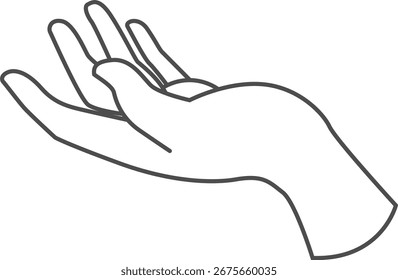 Palm Open Hand Finger Gesture Human Drawing – Vector Line Art for UI UX Design
