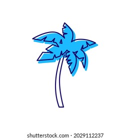 Palm outline icon. Maldives attribute. Tropical resort. Color filled symbol. Isolated vector stock illustration