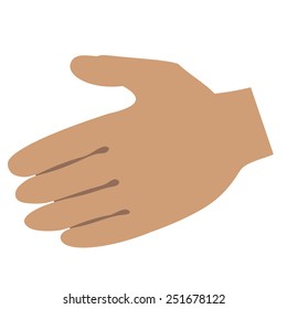 Palm outstretched for a handshake. Open palm.