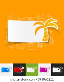 palm paper sticker with hand drawn elements