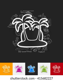 palm paper sticker with hand drawn elements