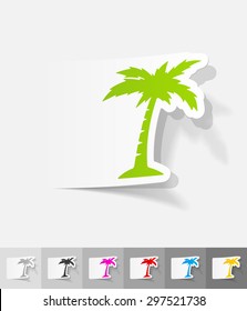 palm paper sticker with shadow. Vector illustration