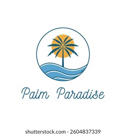 palm paradise logo design concept label circle