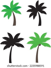 Palm party beach tropic colour and black silouette