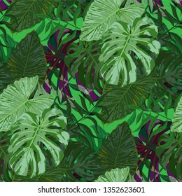Palm Pattern. Green Seamless Pattern with Leaves of exotic Trees. Modern Texture for, Underwear, Dress, Wallpaper. Tropical Palm Pattern.