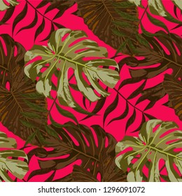 Palm Pattern. Seamless Pattern with Leaves of exotic Trees. Modern Texture for, Wallpaper, Cloth, Dress. Tropical Palm Pattern.