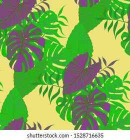 Palm Pattern. Seamless Pattern with Leaves of exotic Trees. 