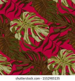 Palm Pattern. Seamless Pattern with Leaves of exotic Trees. Modern Texture for, Fabric, Curtain, Shirt. Tropical Palm Pattern.