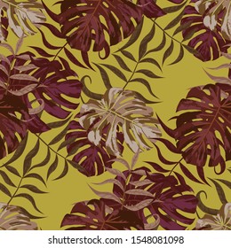 Palm Pattern. Seamless Pattern with Leaves of jungle Trees. Modern Texture for, Shirt, Underwear, Wallpaper. Tropical Palm Pattern.