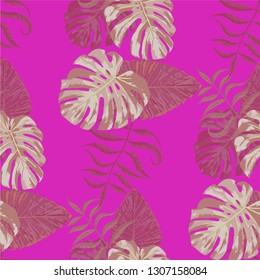 Palm Pattern. Seamless Pattern with Leaves of tropical Trees. Vintage Texture for, Tablecloth, Wallpaper, Cloth. Tropical Palm Pattern.