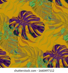 Palm Pattern. Seamless Pattern with Leaves of tropical Trees. Trendy Texture for, Tablecloth, Paper, Underwear. Tropical Palm Pattern.