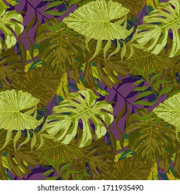 Palm Pattern. Seamless Pattern with Leaves of tropical Trees. Modern Texture for, Dress, Paper, Cloth. Tropical Palm Pattern.
