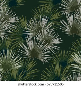 Palm pattern seamless tropical background. Vector coconut leaves allover floral colorful backdrop. Foliage paradise print for wallpaper.