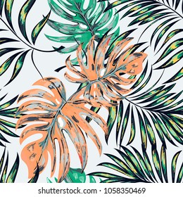 Palm Pattern Tree Jungle Leaves Hand Stock Vector (Royalty Free