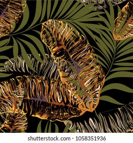 Palm pattern. Tree, jungle leaves.   Hand drawing.