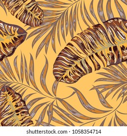 Palm pattern. Tree, jungle leaves.   Hand drawing.