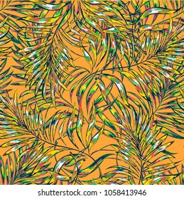 Palm pattern. Tree, jungle leaves.   Hand drawing.