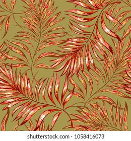 Palm pattern. Tree, jungle leaves.   Hand drawing.